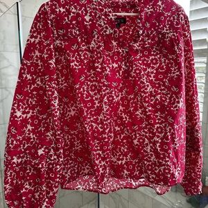 J Crew (Medium) Women's Pink Floral Blouse. puff sleeves. Worn once.